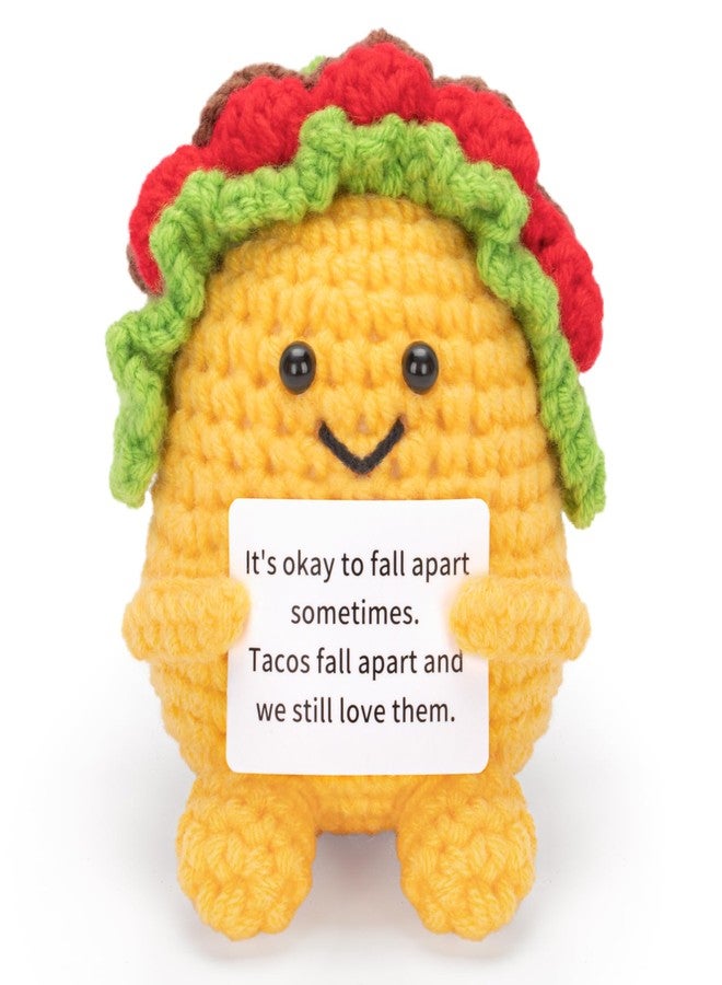 A AIFAMY Positive Crochet Taco, Funny Emotional Taco, Cute Crochet Potato Partner Toy with Positive Card Funny Gag Gifts for Best Friend Birthday Christmas - Image 1
